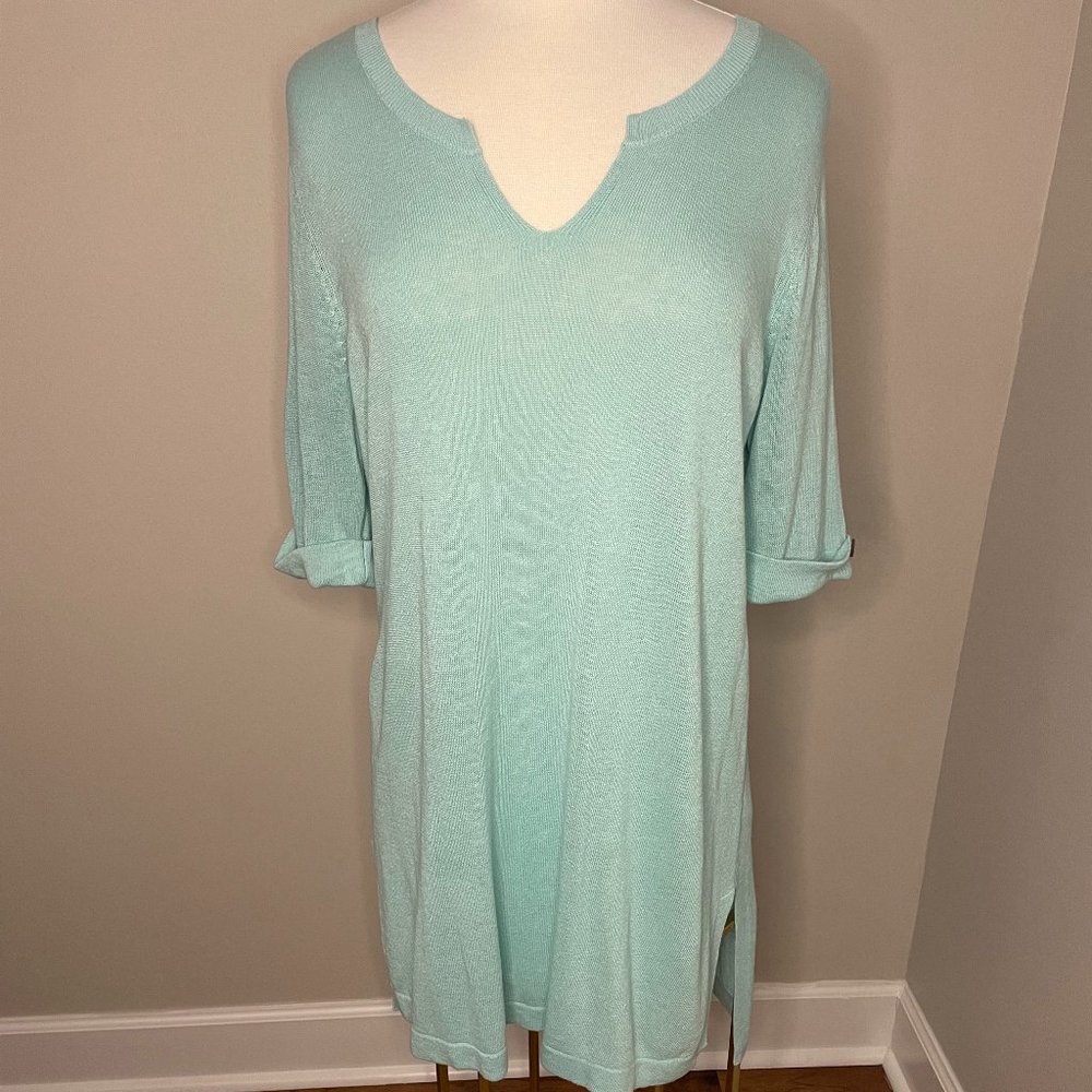 J.Jill Light Green V-neck Tunic Pullover size Large